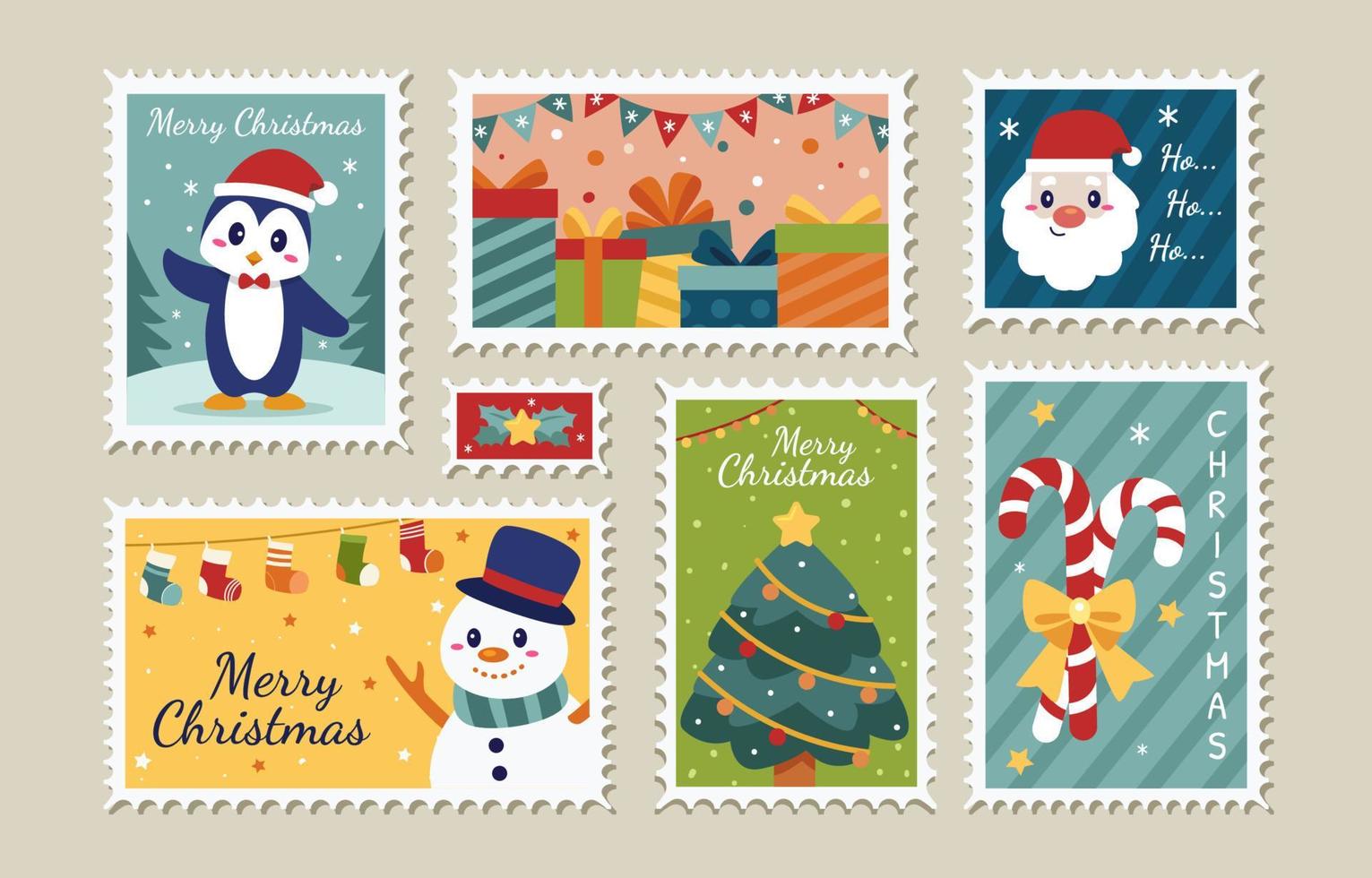 Christmas Stamp Stickers vector