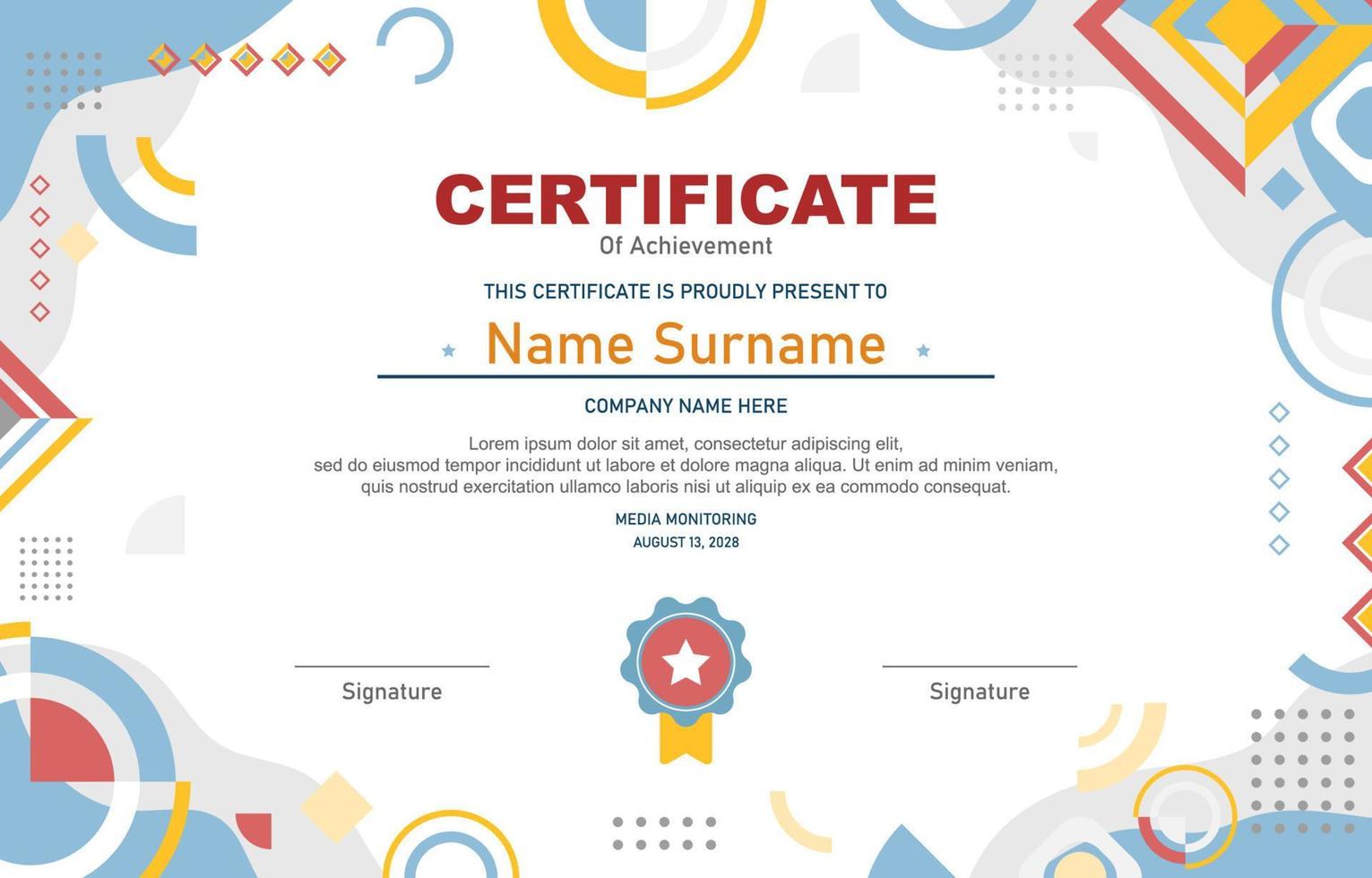 Certificate Design with Flat Modern Concept vector