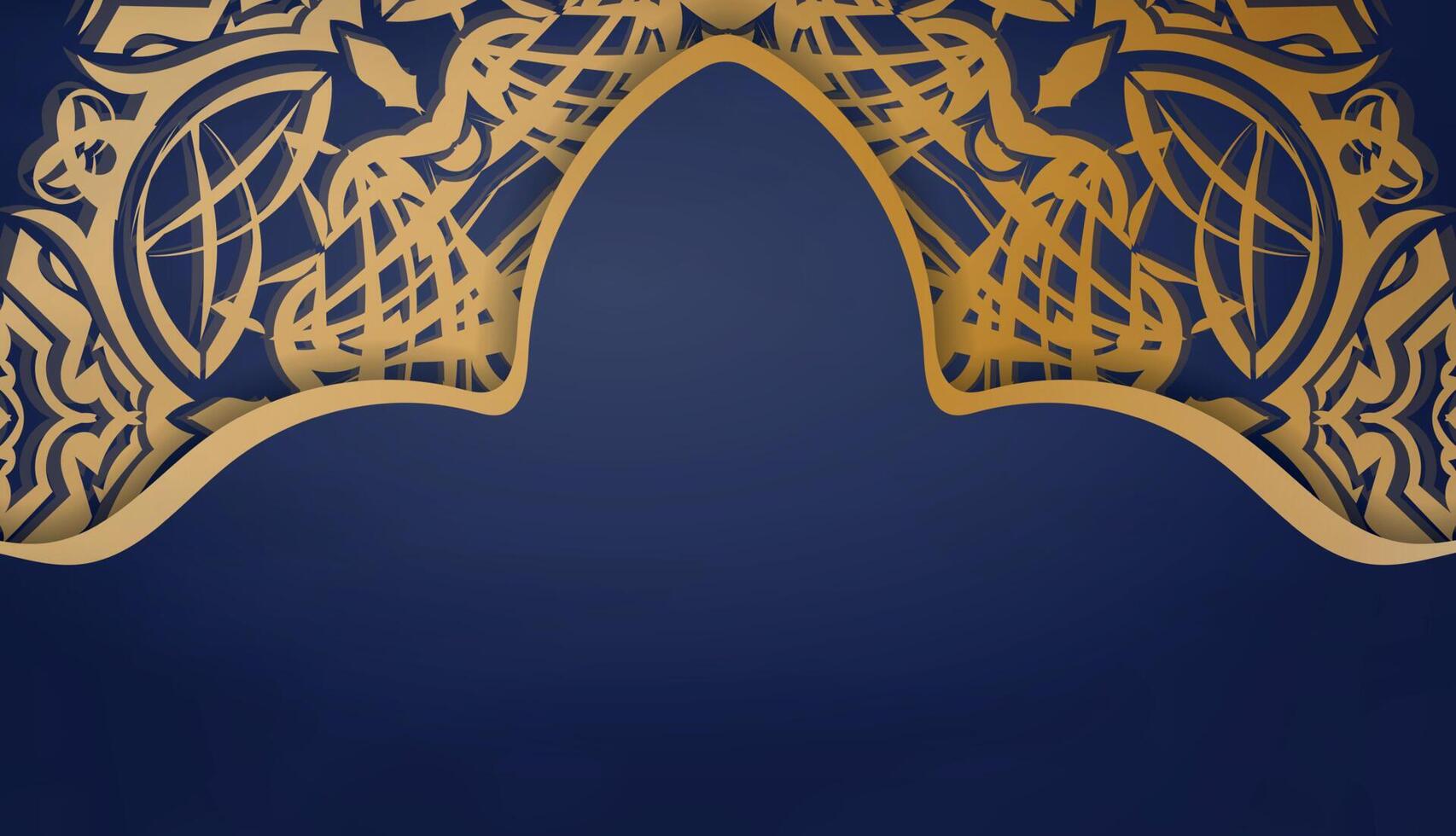 Dark blue background with indian gold pattern for design under your text vector