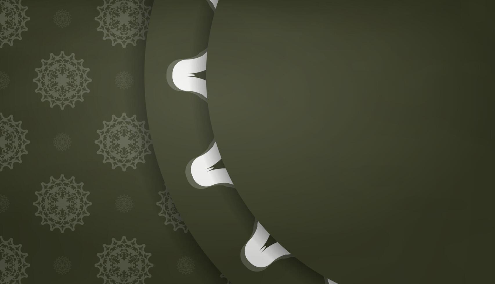 Dark green banner with Indian white ornaments for design under your text vector