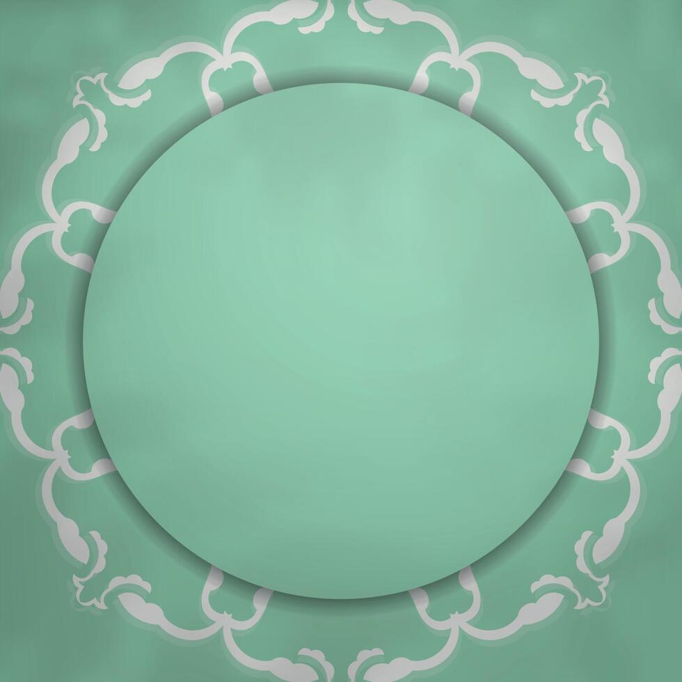 Mint color card with luxurious white ornaments for your brand. vector
