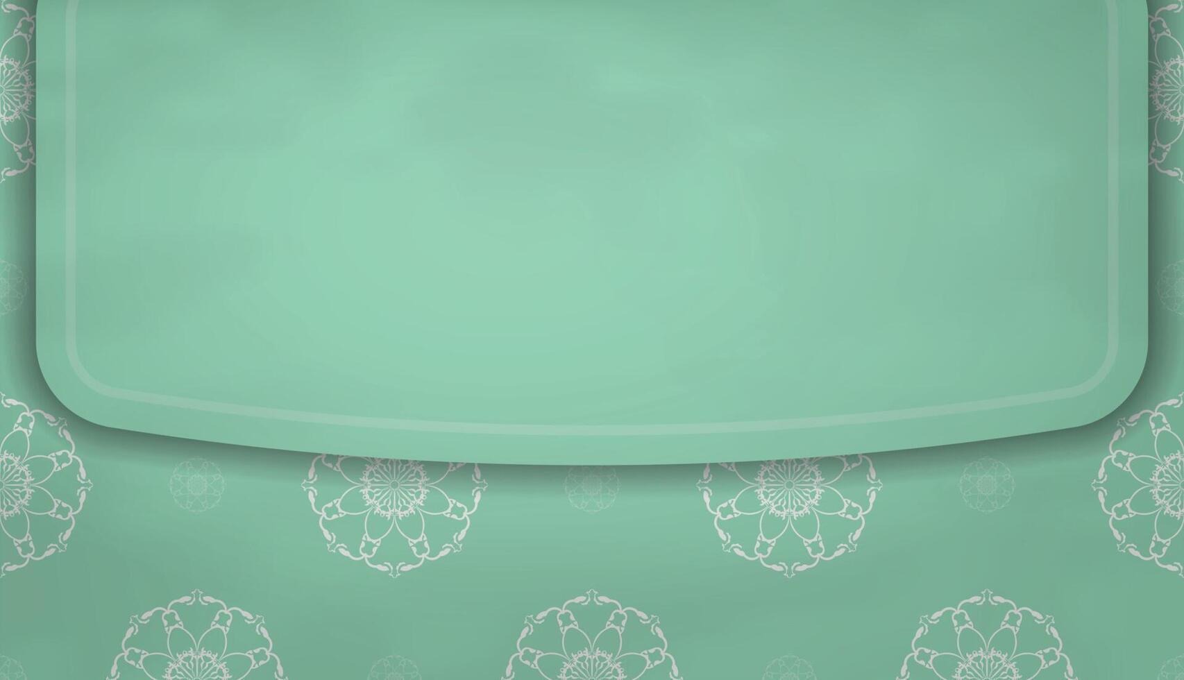 Baner of mint color with mandala white pattern for design under your text vector
