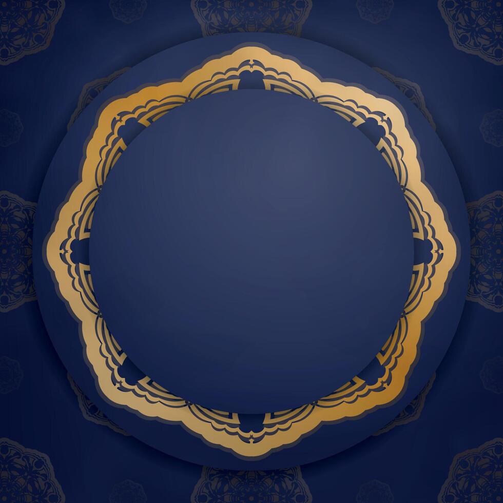 Business card in dark blue with luxurious gold pattern for your personality. vector