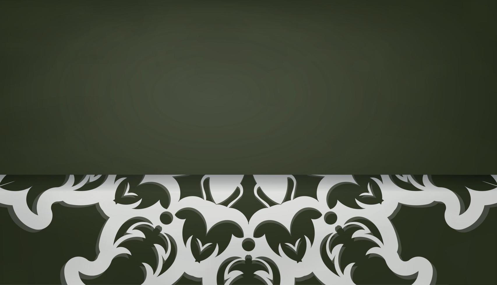banner verde oscuro con un patrón blanco abstracto para el diseño del logotipo vector