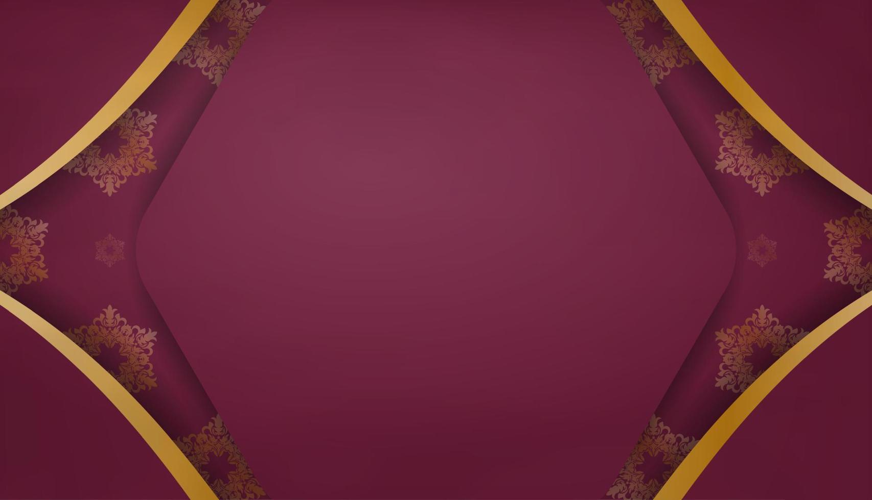 Burgundy banner with luxurious gold pattern for design under your logo or text vector