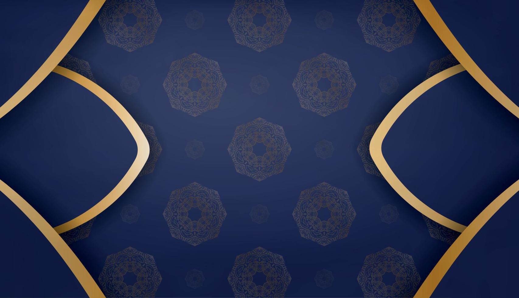 Dark blue background with mandala gold pattern and place under your text vector