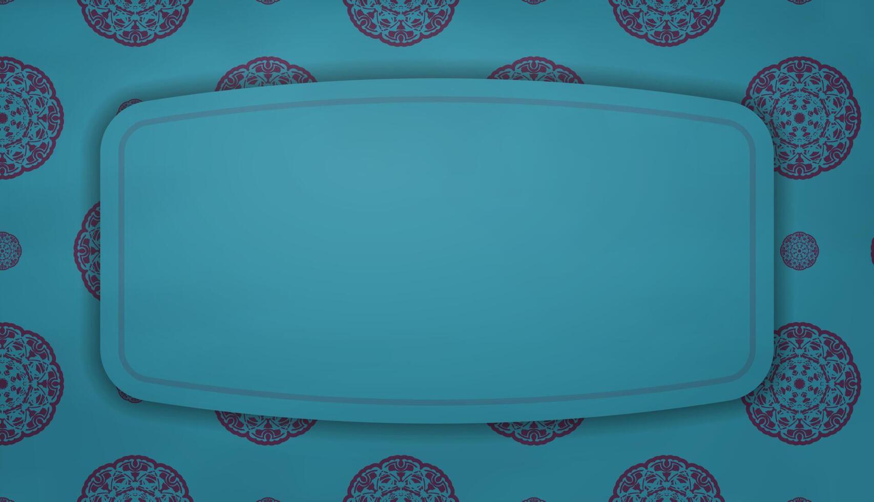 Baner of turquoise color with luxurious purple ornament for design under the text vector