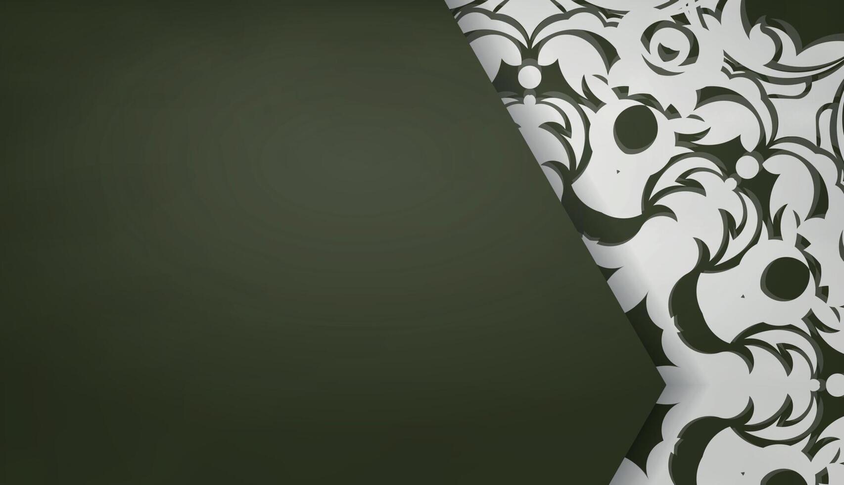Dark green banner with white Greek ornament for design under logo or text vector