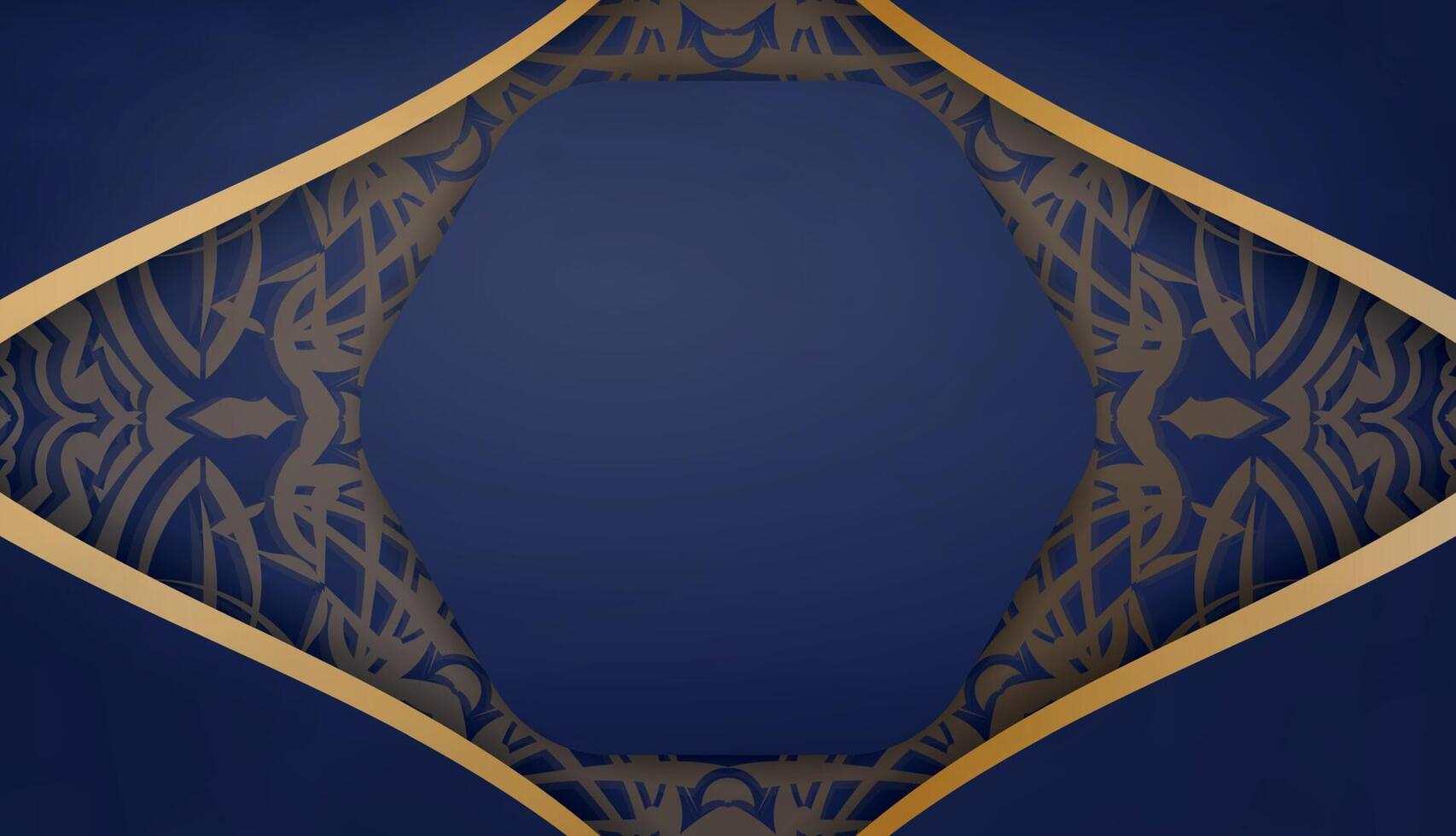 Dark blue background with luxurious gold pattern and place under your text vector