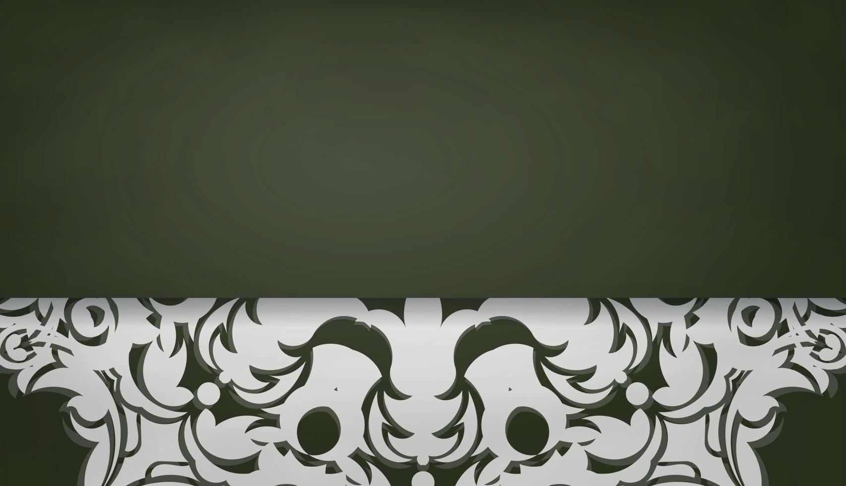 banner verde oscuro con patrón blanco indio para diseño de logotipo o texto vector