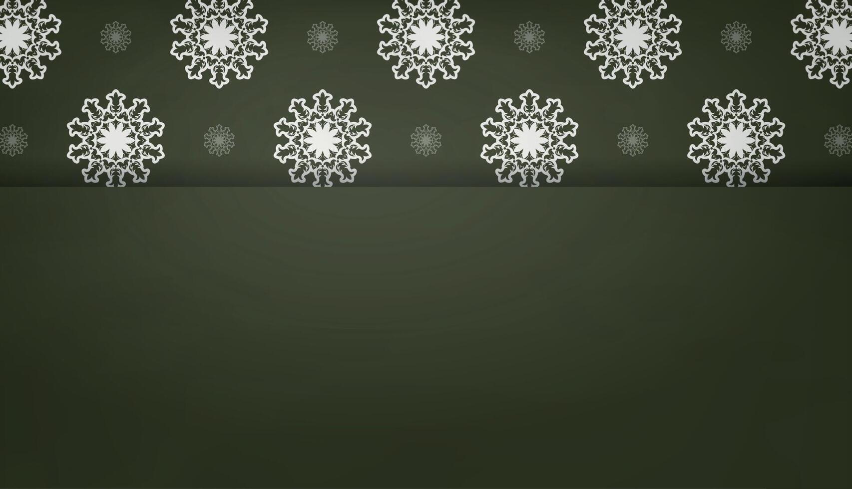 banner verde oscuro con patrón blanco mandala para diseño de logotipo vector