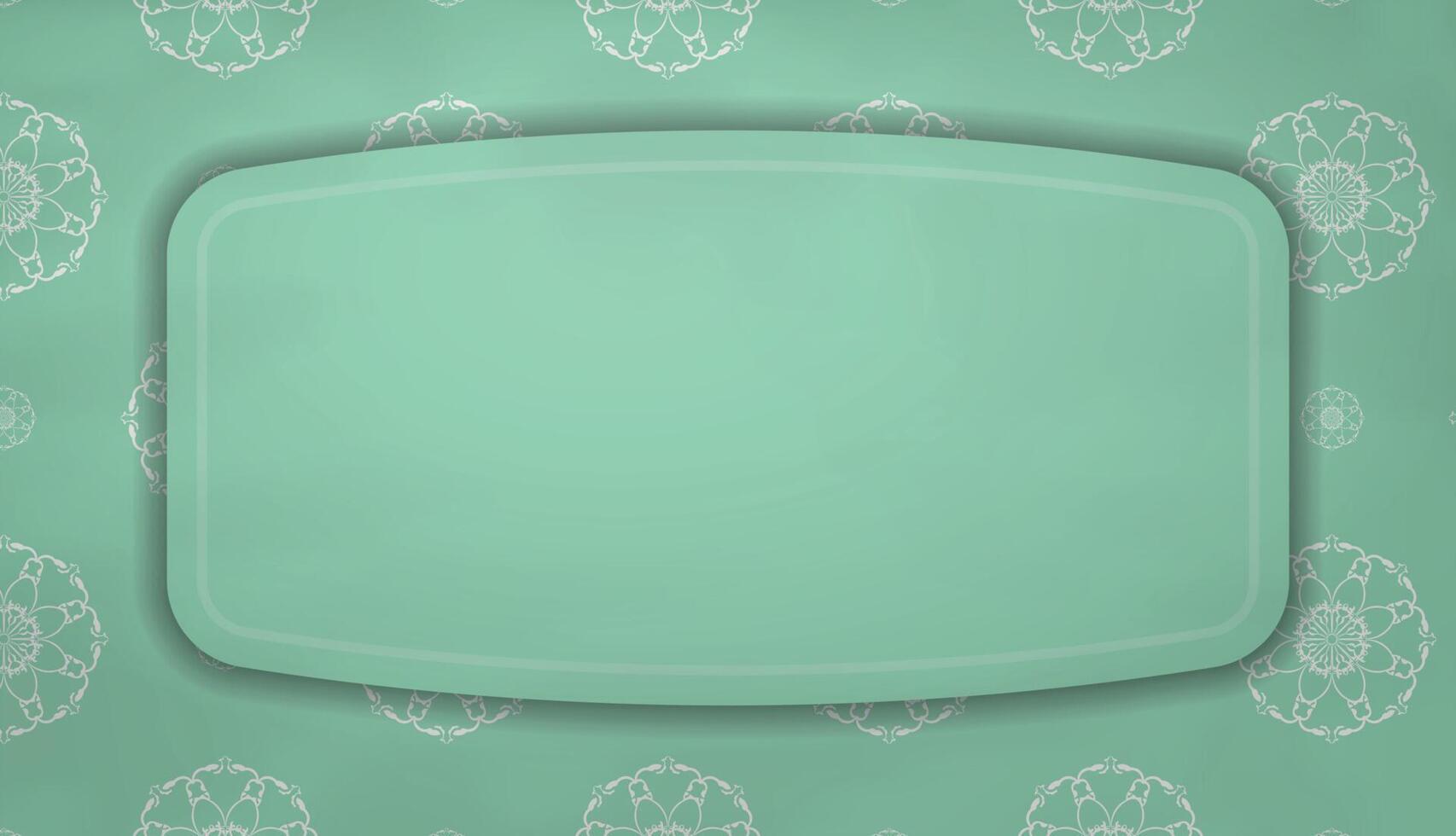 Baner of mint color with mandala white ornament for design under the text vector