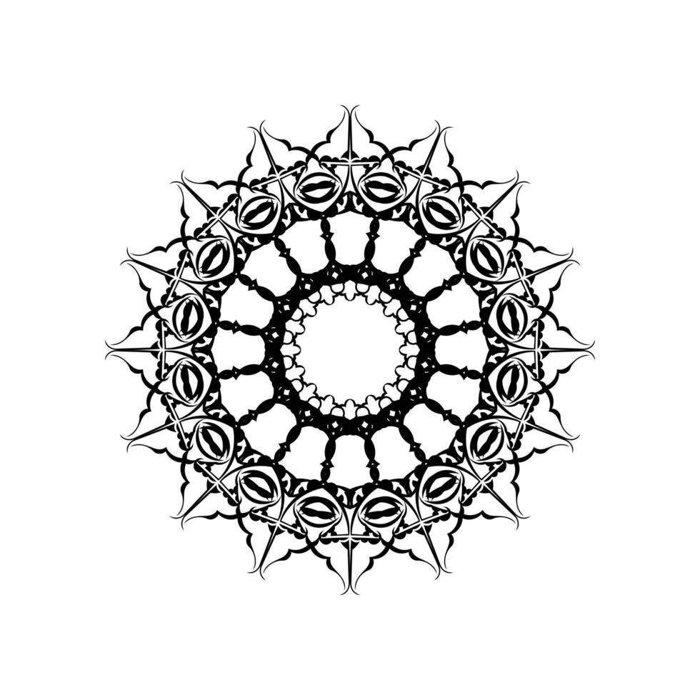 Black and white mandala isolated on white. hand drawn circular decorative element. vector