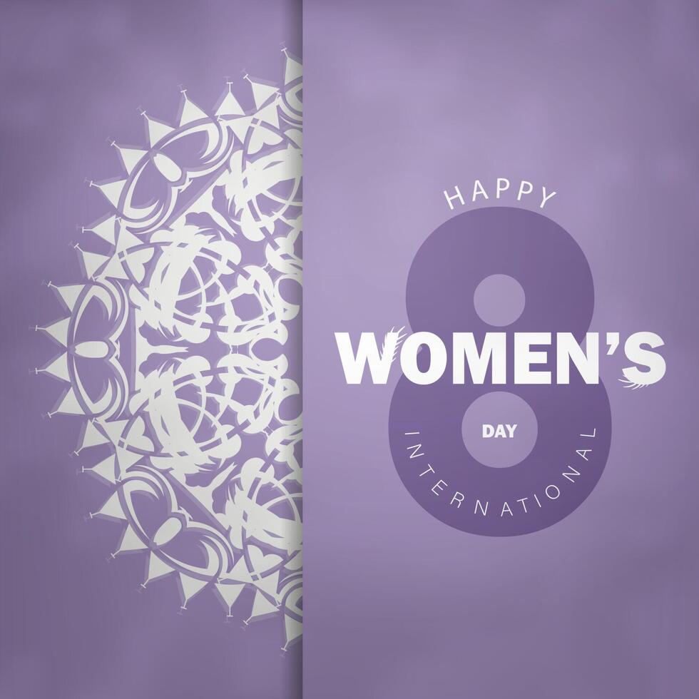 Brochure template international womens day purple color with abstract white pattern vector