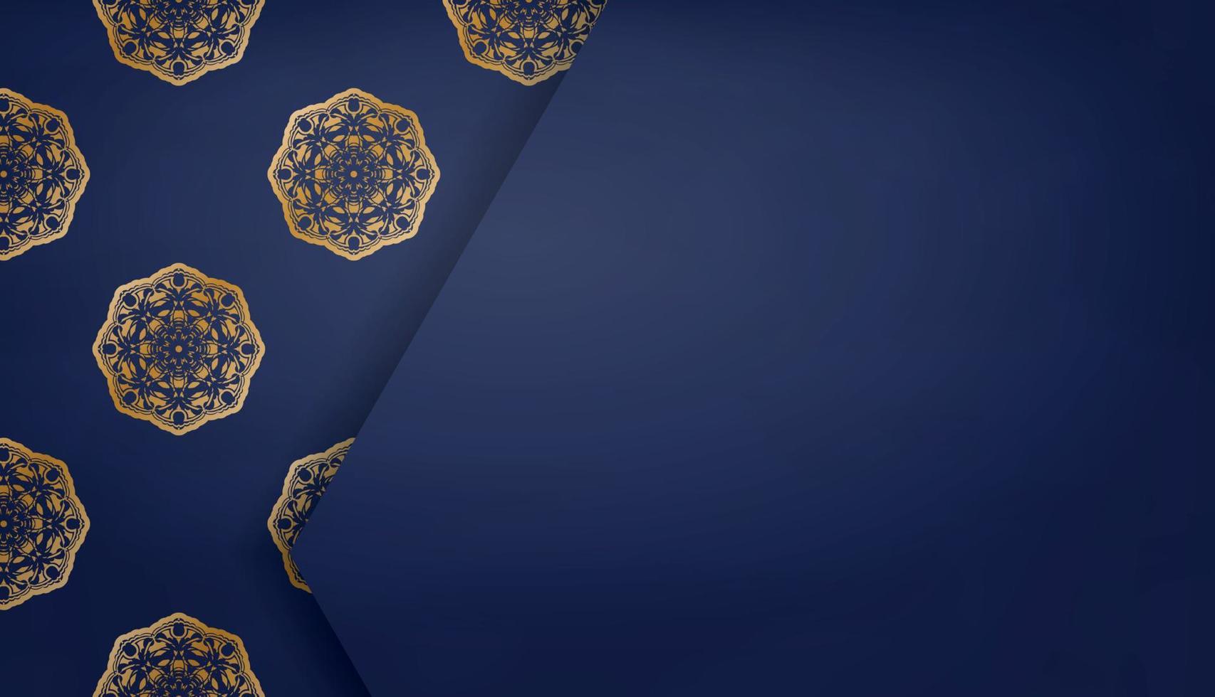 banner azul oscuro con adorno de oro vintage para diseño bajo logotipo o texto vector