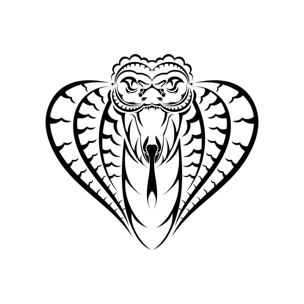 Polynesian style tattoo with mask and snake head. vector