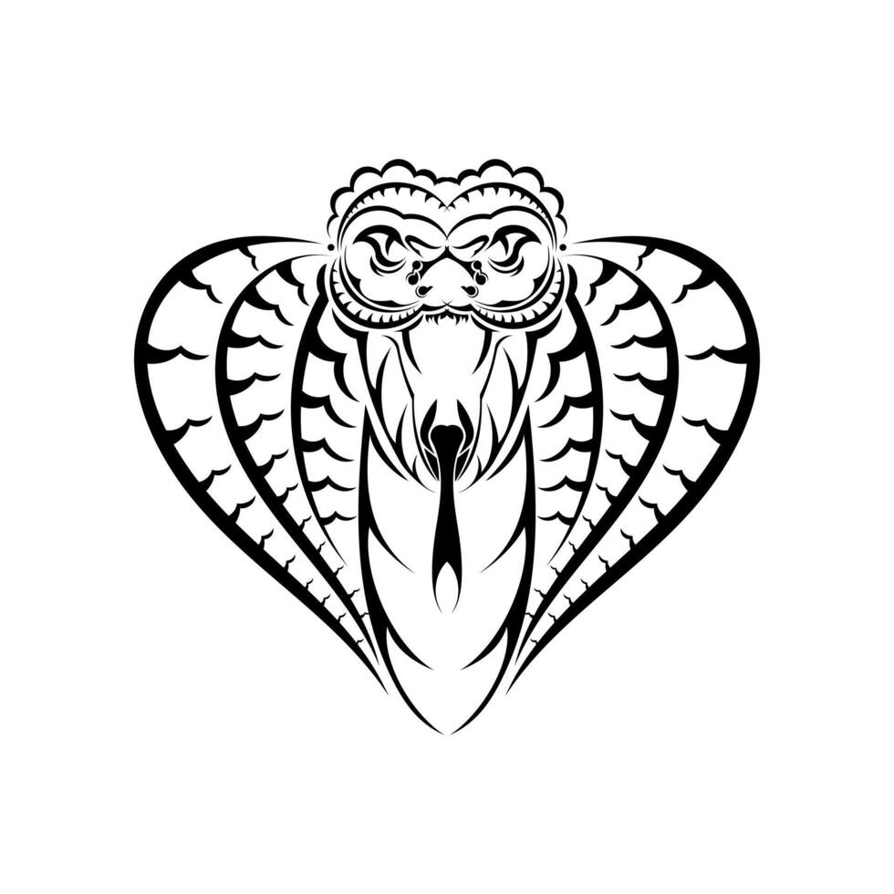 Polynesian style tattoo with mask and snake head. vector