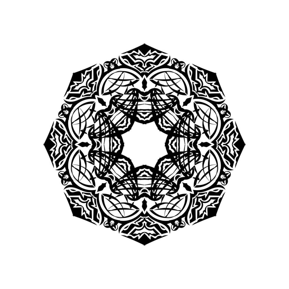 Black and white mandala vector isolated on white. Vector hand drawn circular decorative element.