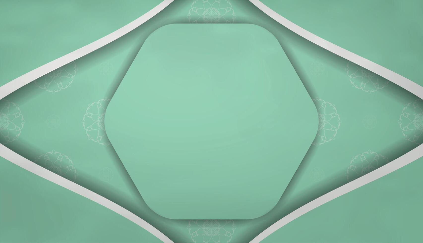 Mint colored banner with luxurious white ornamentation and space for text vector