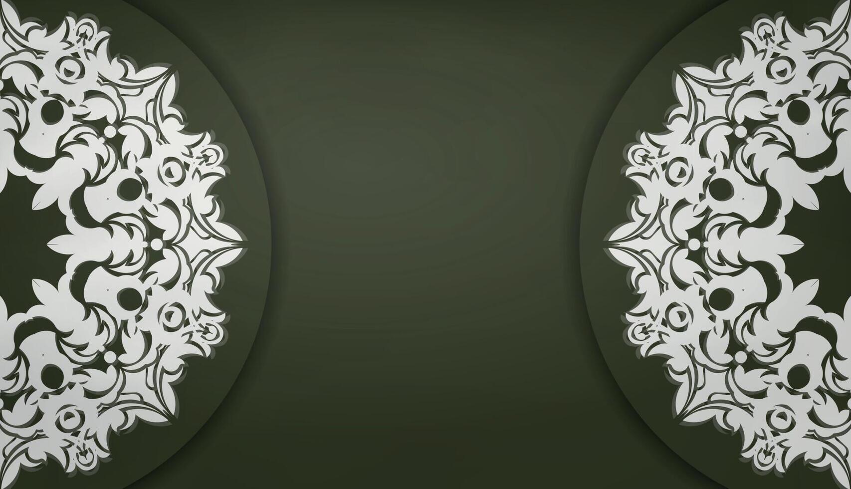 Dark green banner with Indian white ornaments for logo or text design vector