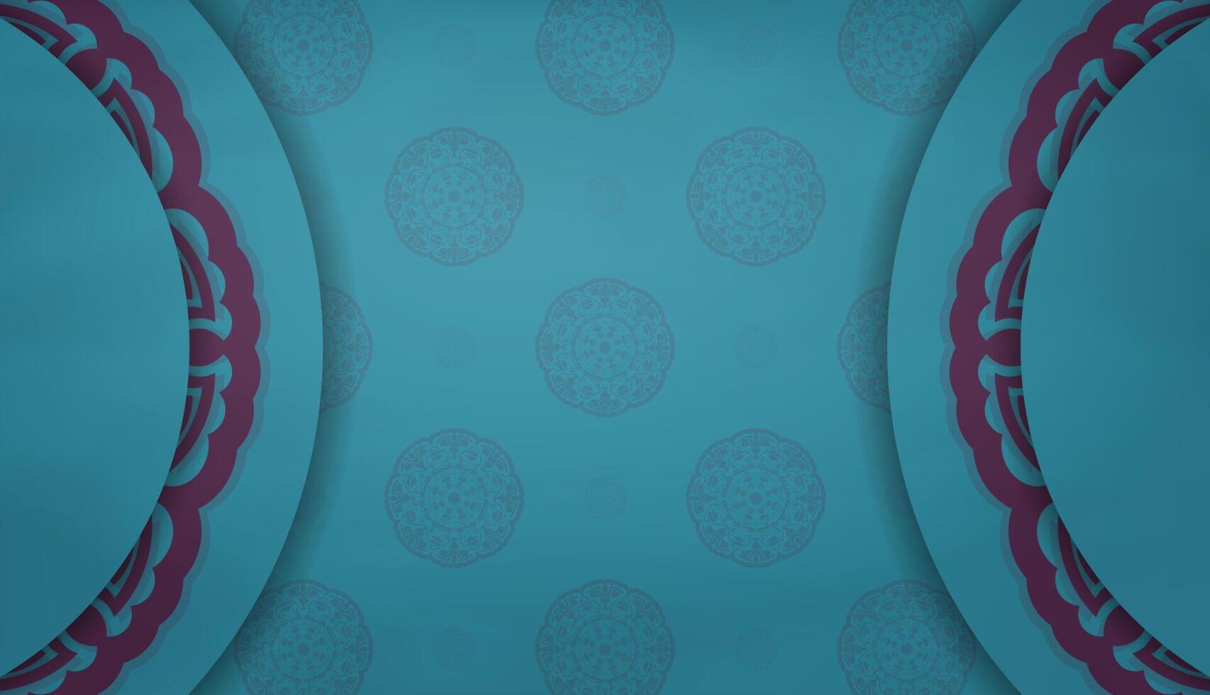 Turquoise banner with vintage purple pattern and text space vector