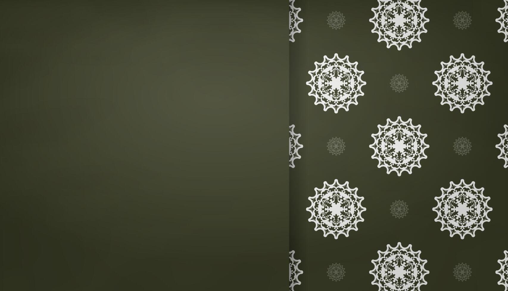 Dark green banner with luxurious white ornaments and place for your text vector