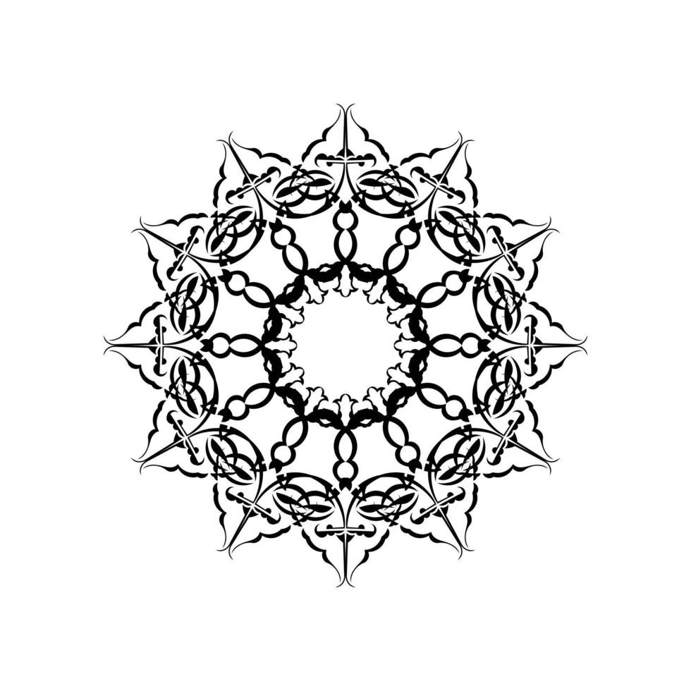 Black and white mandala isolated on white. hand drawn circular decorative element. vector