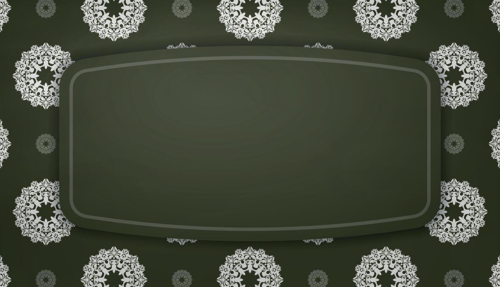 Dark green background with antique white ornaments and space for your text vector