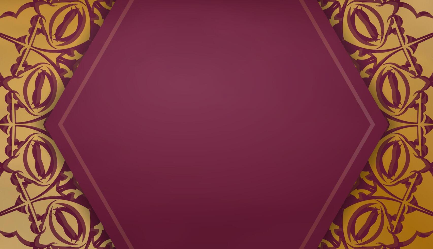Burgundy banner with luxurious gold ornamentation and space for logo or text vector