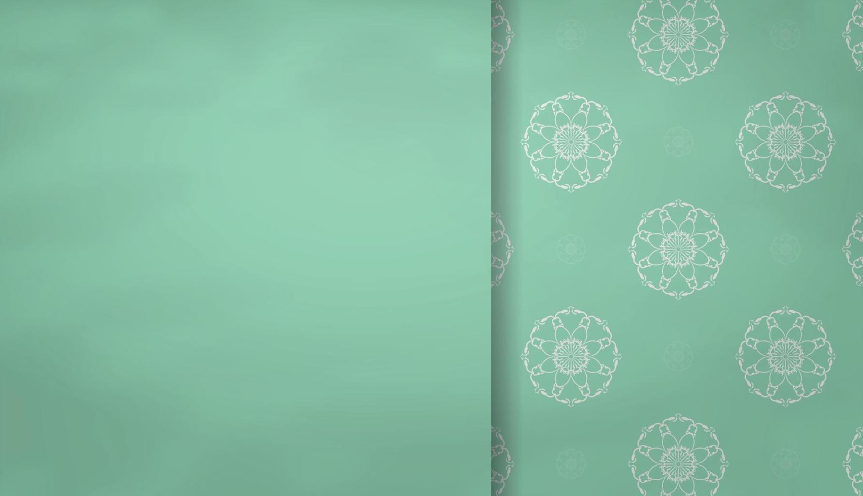 Mint color banner with luxurious white ornaments and place for your text vector