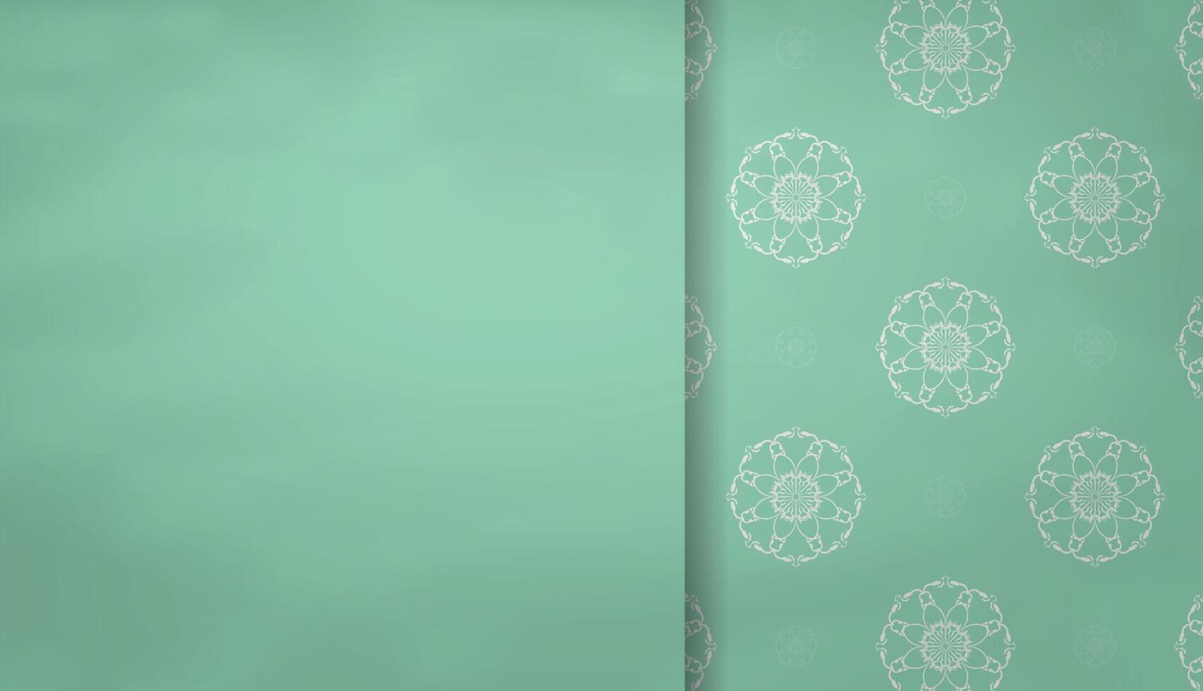 Mint color banner with luxurious white ornaments and place for your text vector