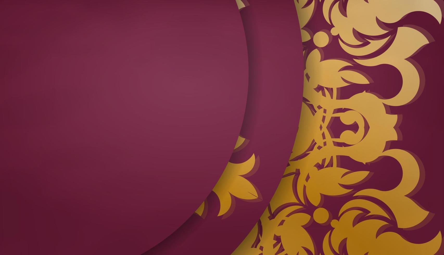 Burgundy banner with Greek gold pattern and space for your logo or text vector