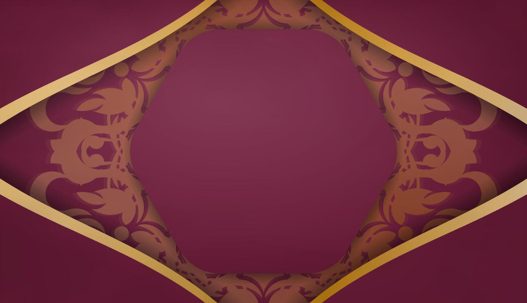 Burgundy banner with Indian gold ornaments and a place for your logo or text vector