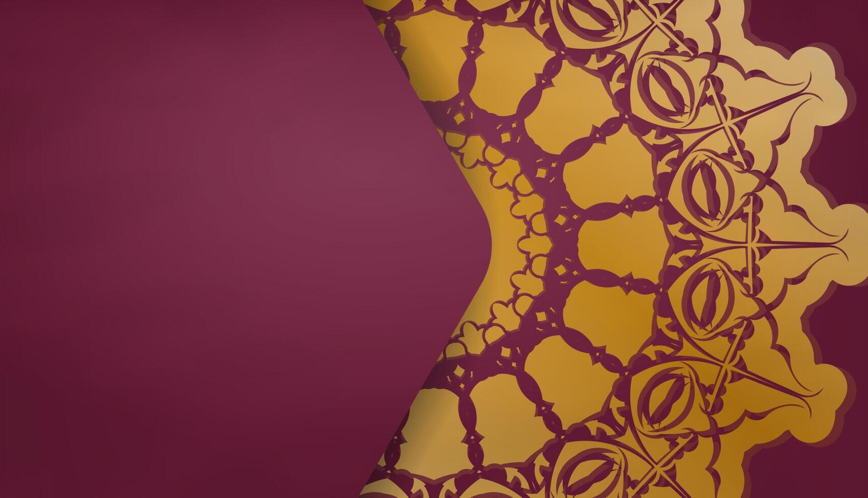 Burgundy banner with abstract gold ornament and place for logo or text vector