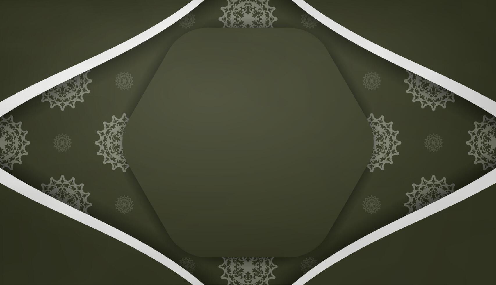 Dark green banner with luxurious white ornamentation and space for text vector