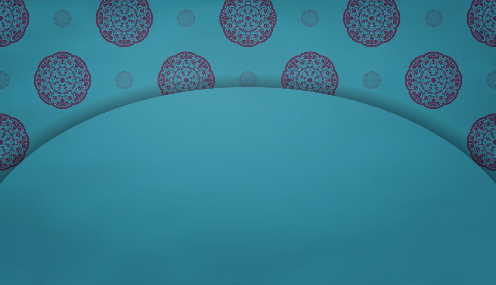 Turquoise banner with purple mandala and place for your text vector