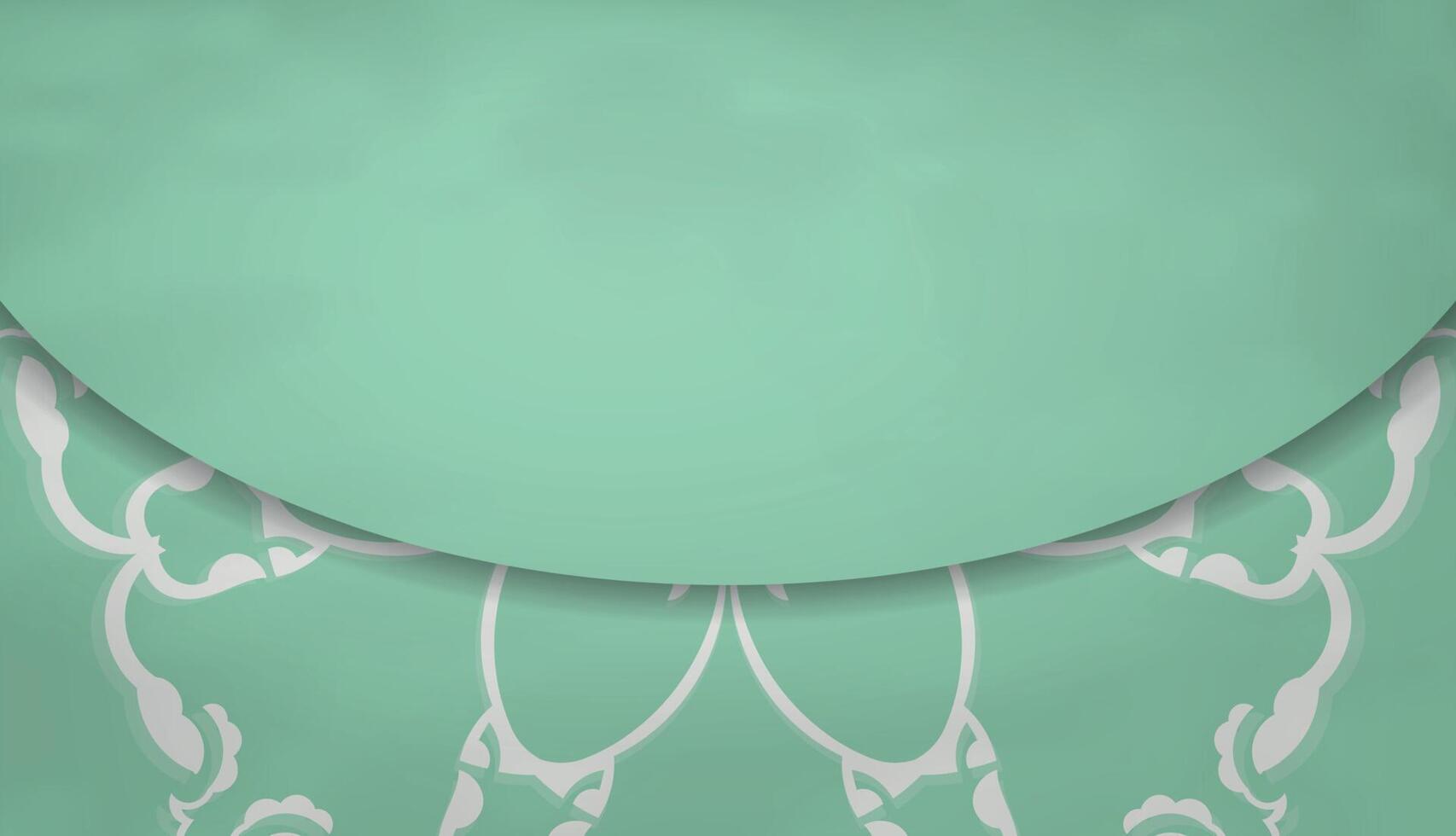 Mint color banner with luxurious white pattern for design under your text vector