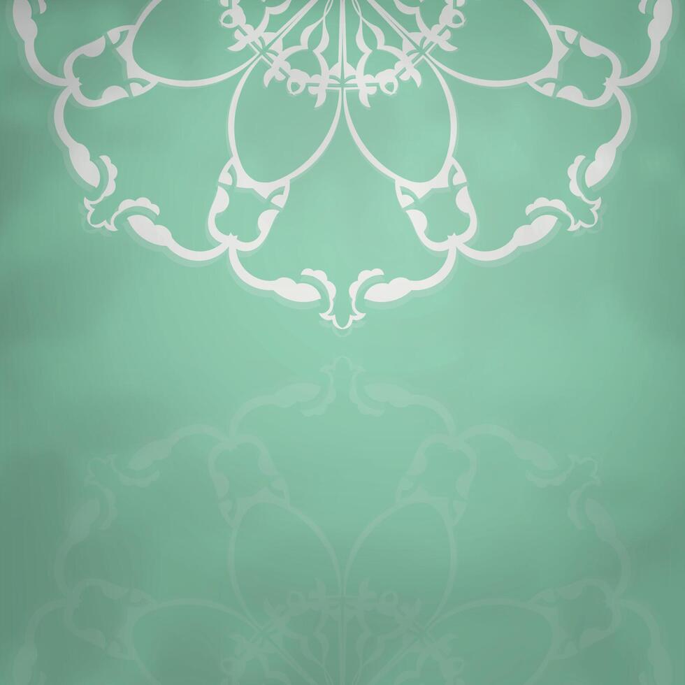 A mint-colored card with a luxurious white ornamentation prepared for typography. vector