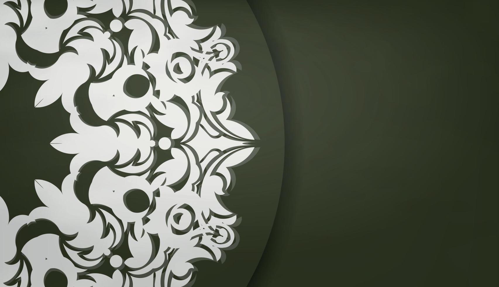 banner verde oscuro con patrón blanco vintage y espacio para su logotipo o texto vector
