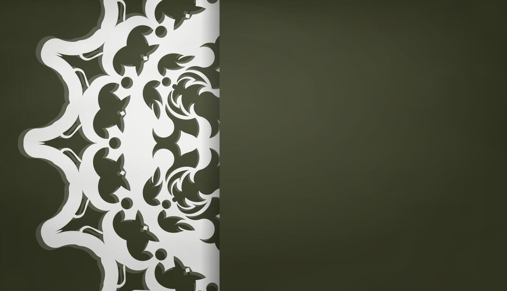 Dark green banner with vintage white ornaments and place for your text vector
