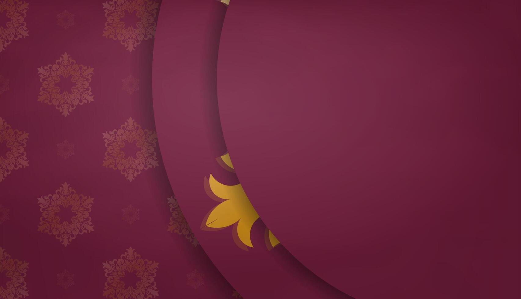Burgundy banner with abstract gold pattern and place under your logo or text vector