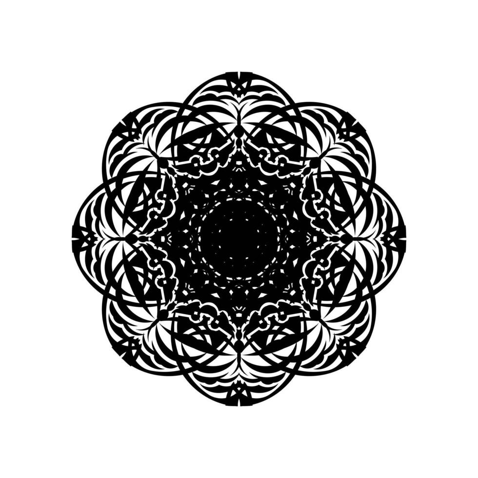 Black and white mandala isolated on white. hand drawn circular decorative element. vector