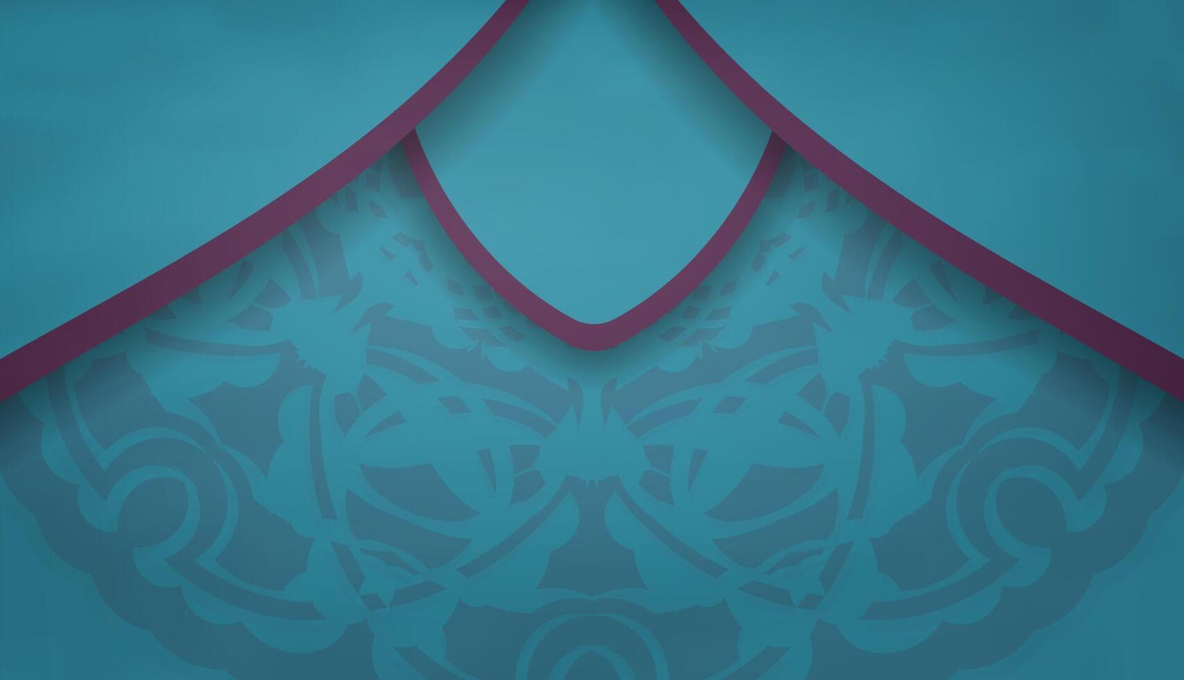 Turquoise banner with abstract purple ornament and place for text vector
