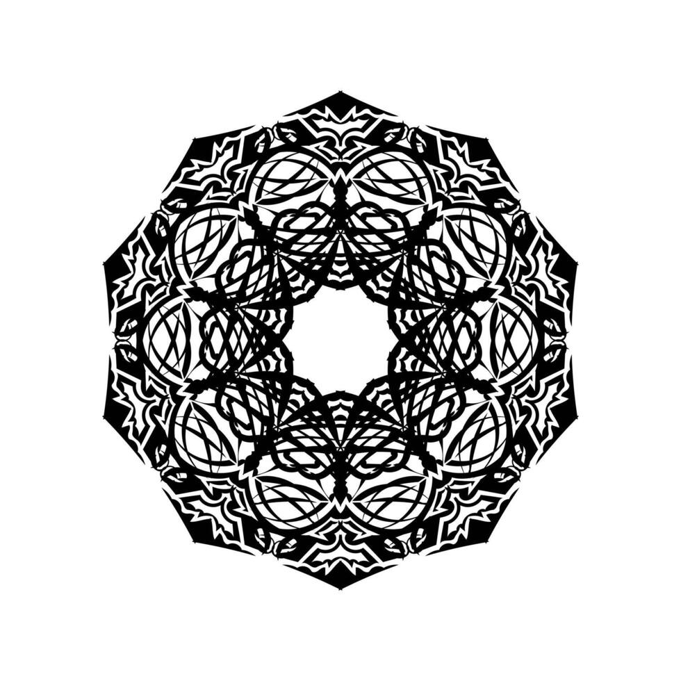 Black and white mandala vector isolated on white. Vector hand drawn circular decorative element.