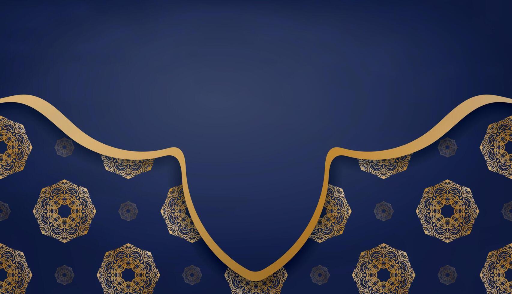 fondo azul oscuro con patrón de oro griego para el diseño bajo el texto vector