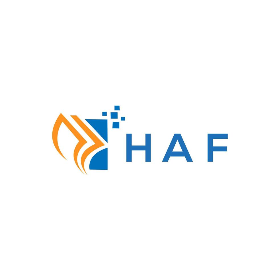 diseño de logotipo de contabilidad de reparación de crédito haf sobre fondo blanco. concepto de logotipo de letra de gráfico de crecimiento de iniciales creativas haf. haf diseño de logotipo de finanzas empresariales. vector