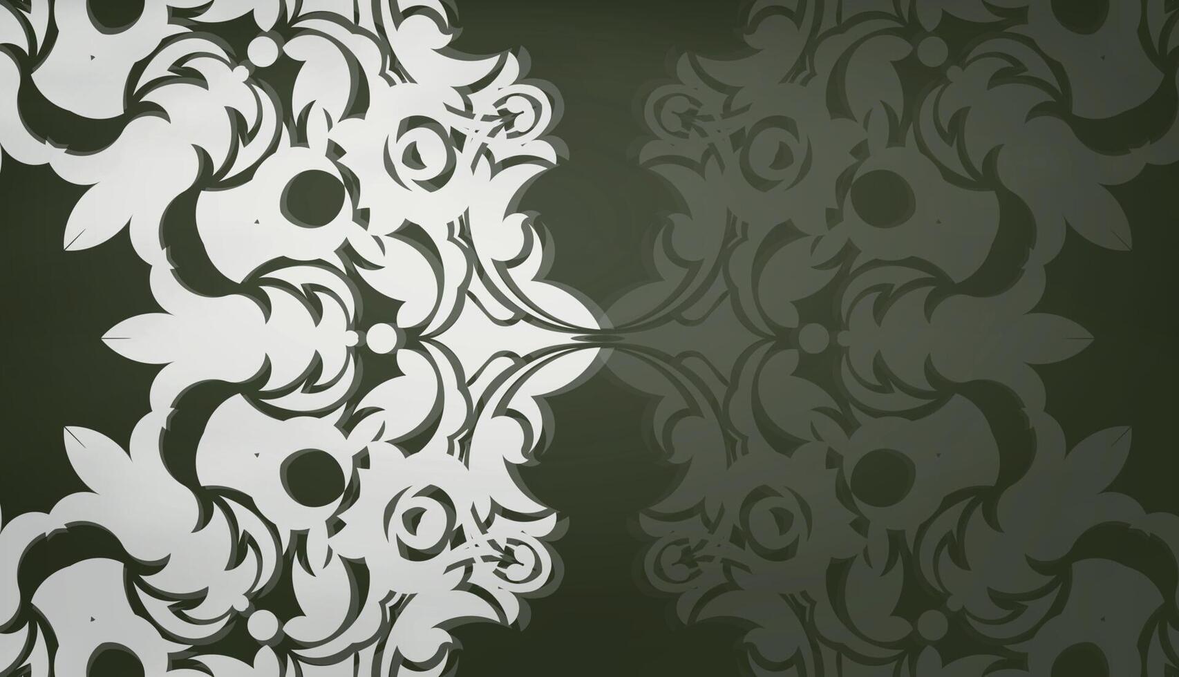 Dark green banner with abstract white ornament for design under your logo or text vector