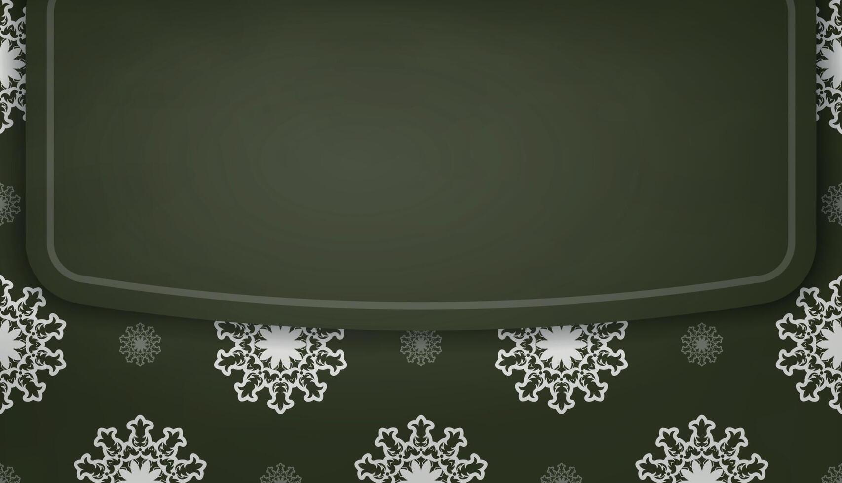 Dark green banner with greek white pattern for logo design vector
