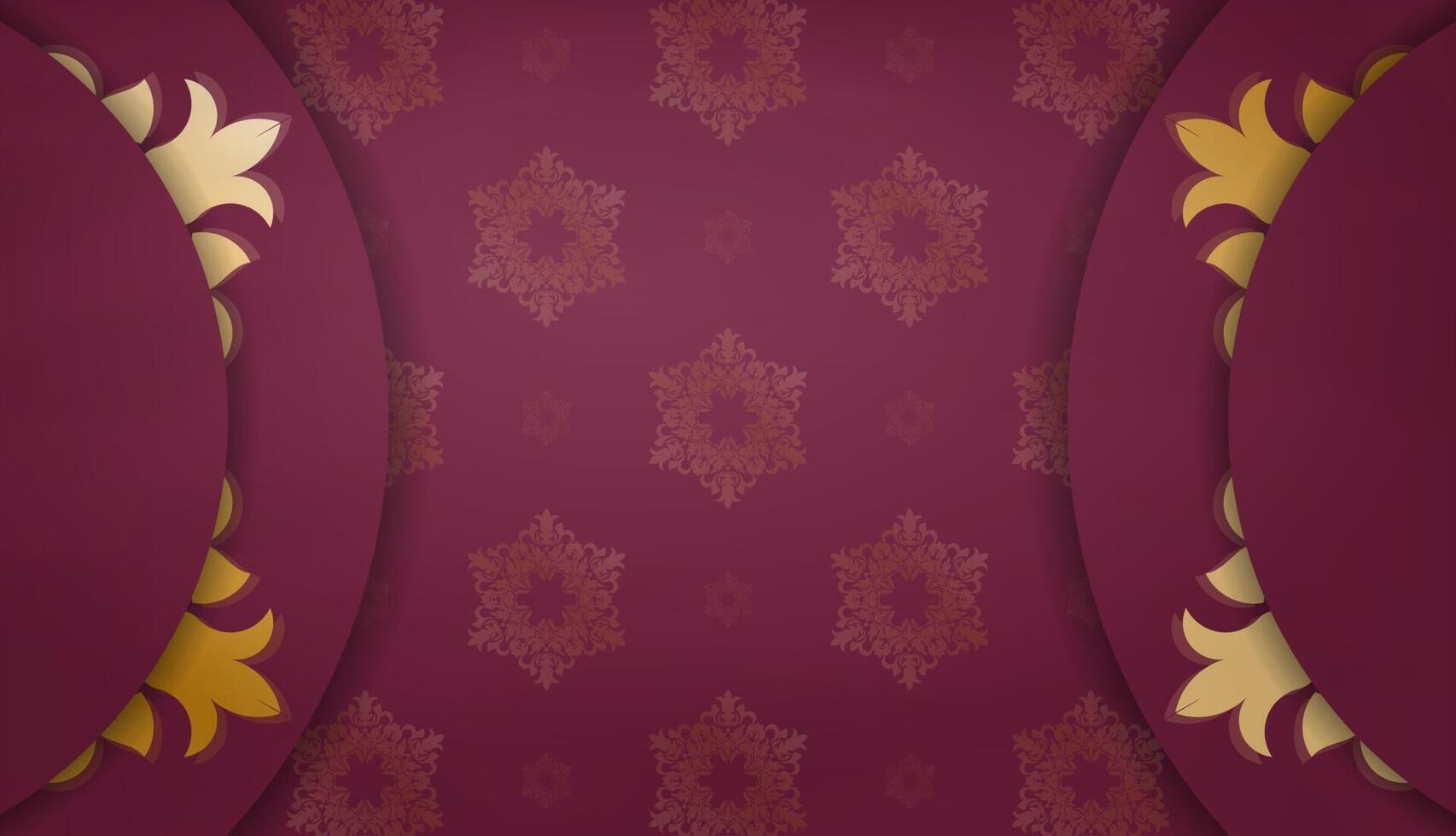 Baner of burgundy color with a mandala with gold ornament and a place for your logo or text vector