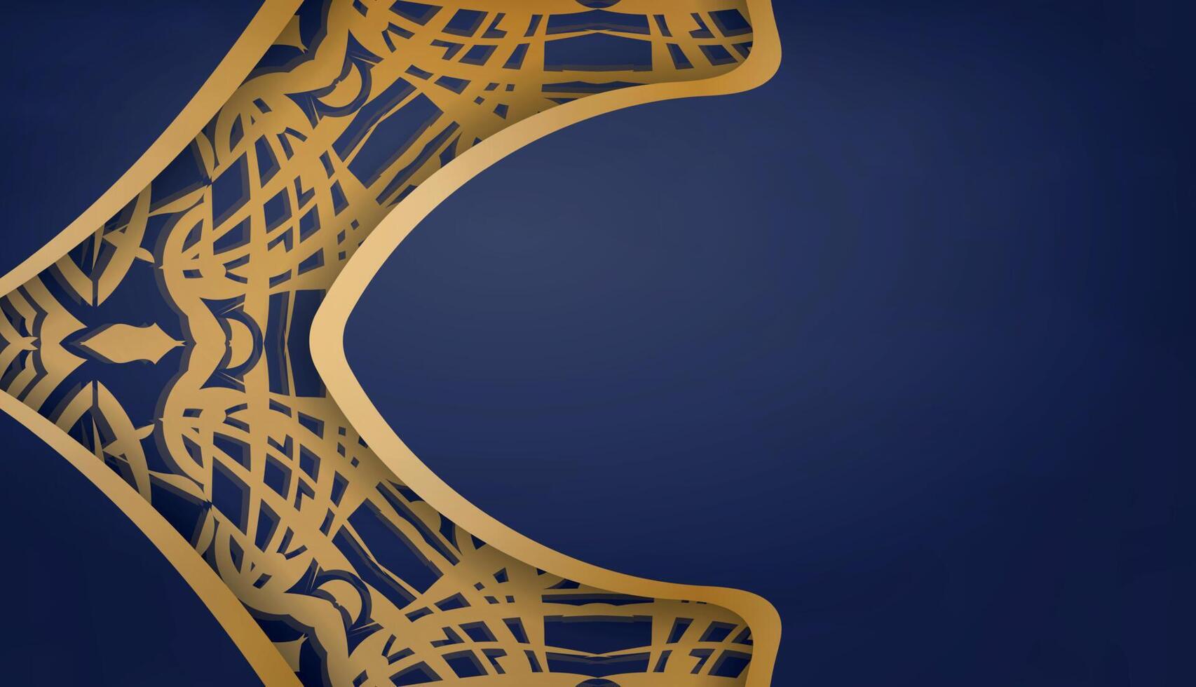 Dark blue background with mandala gold ornament and place under your text vector